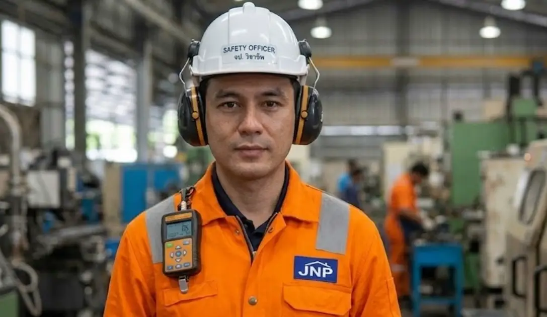 วิศวกรกำลังตรวจวัดความเข้มแสงสว่างในอาคารตามมาตรฐานความปลอดภัย